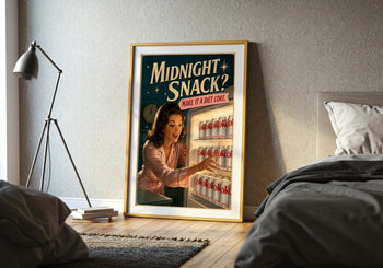 Retro Diet Coke Fridge Print | Midnight Snack Poster, Vintage Kitchen Art