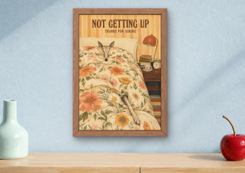 Funny Whippet Art Print, Sleepy Dog Bedroom Wall Art, 1970s Floral Duvet