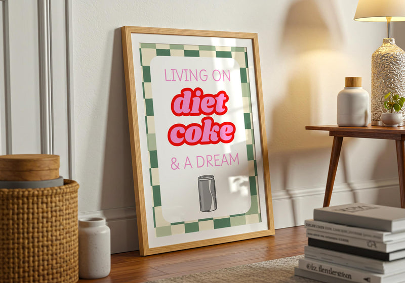 Diet Coke Poster: Retro Pastel Kitchen Art Print
