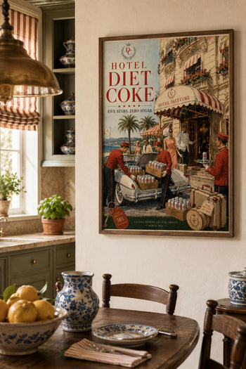 Hotel Diet Coke Print | Riviera Travel Art | Retro Zero Sugar Poster