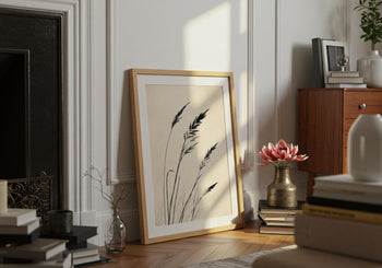 Japandi Grass Print: Minimalist Botanical Ink Wall Art