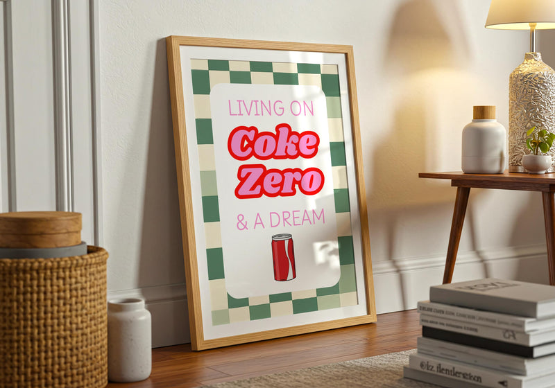 Coke Zero Poster: Retro Pastel Kitchen Art Print