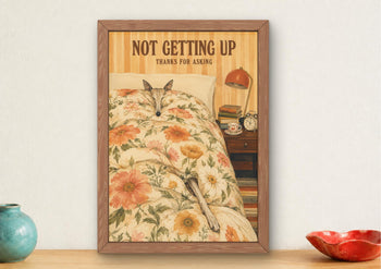 Funny Whippet Art Print, Sleepy Dog Bedroom Wall Art, 1970s Floral Duvet