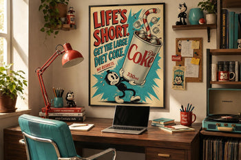Large Diet Coke Print | Retro Rubber Hose Cartoon Art, Funny Kitchen Poster