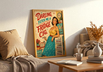 Diet Coke Fridge Cig Print | Retro Pin Up Kitchen Wall Art (Maximalist Decor)