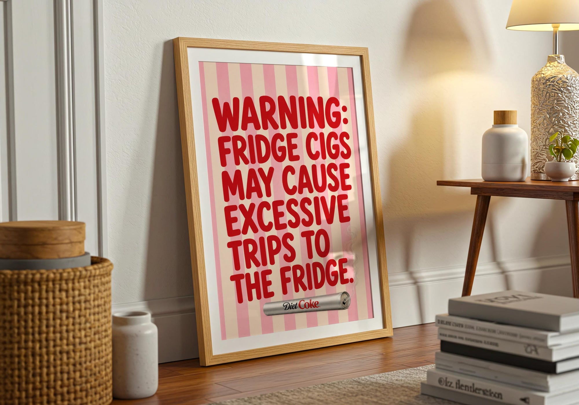 Diet Coke Fridge Cigs Print | Retro Girly Kitchen Wall Art