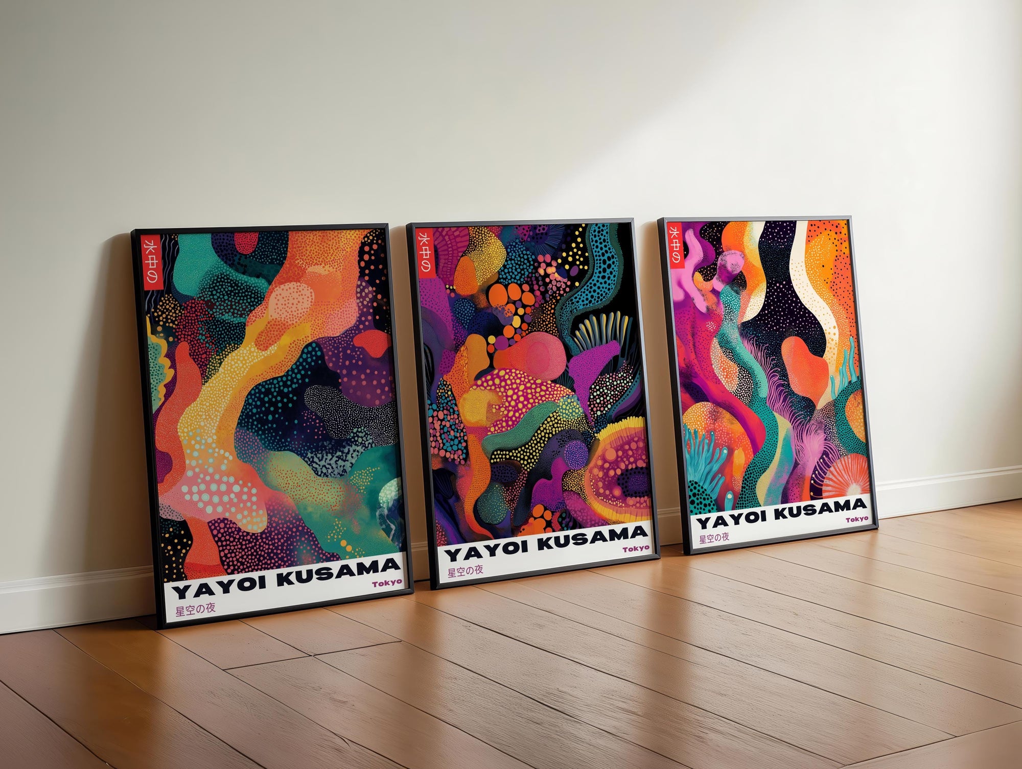 Yayoi Kusama Poster Set: Japanese Modern Art, Colorful Wall Decor