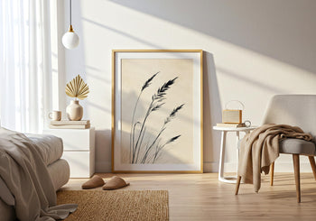 Japandi Grass Print: Minimalist Botanical Ink Wall Art