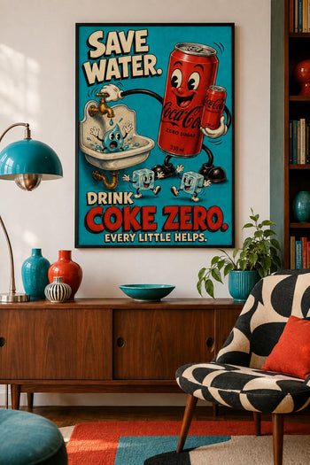 Coke Zero Poster: Retro Kitchen Art Print
