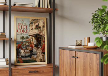 Hotel Diet Coke Print | Riviera Travel Art | Retro Zero Sugar Poster