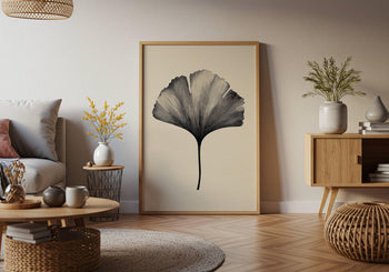 Japandi Ginkgo Leaf Print: Minimalist Botanical Wall Art