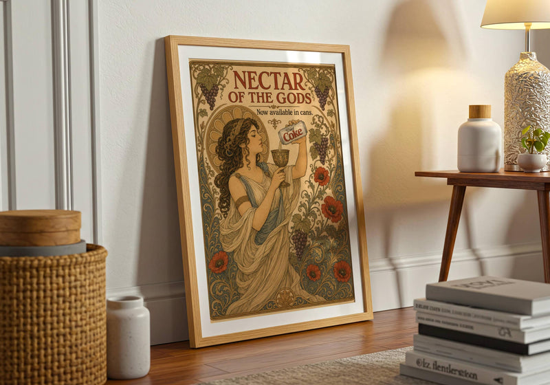 Art Nouveau Diet Coke Print | Vintage Goddess Maximalist Kitchen Decor