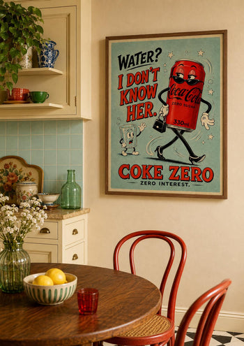 Coke Zero Retro Kitchen Poster | Funny Rubber Hose Cartoon Art Print