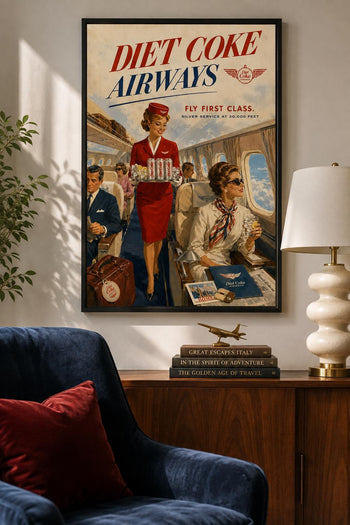 Diet Coke Airways Retro Travel Poster | Vintage First Class Airline Art