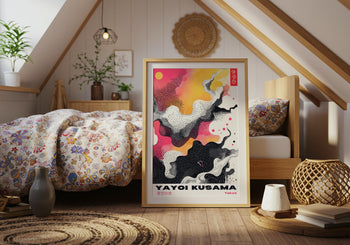 Yayoi Kusama Exhibition Poster: Colorful Japanese Wall Art