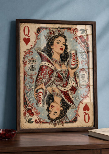 Retro Queen Playing Card Coke Poster