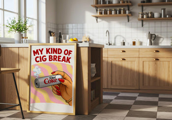 Retro Diet Coke Cigarette Break Poster, Funny Kitchen Wall Art, Pink Retro Print