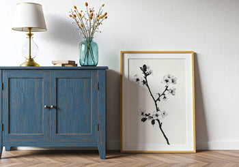 Japandi Cherry Blossom Print: Minimalist Zen Wall Art