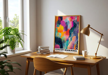 Yayoi Kusama Exhibition Poster: Colorful Abstract Polka Dot Print