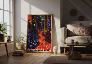 Yayoi Kusama Poster: Neon Forest Art Print, Polka Dot Decor