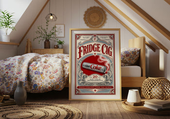 Retro Diet Coke Fridge Cig Print | Vintage Soda Kitchen Wall Art