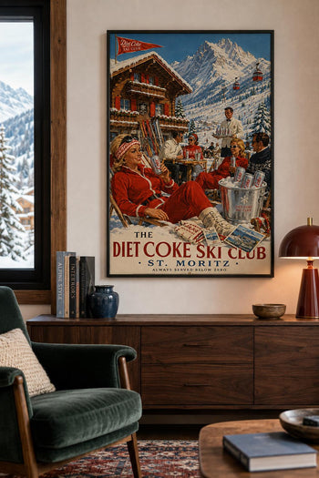 Diet Coke Ski Club Print | Retro St Moritz Alpine Wall Art
