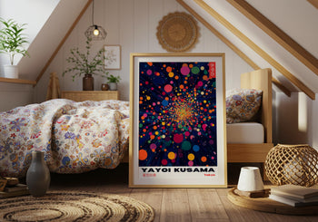 Yayoi Kusama Poster: Colourful Abstract Dot Art, Japanese Print