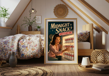 Retro Diet Coke Fridge Print | Midnight Snack Poster, Vintage Kitchen Art