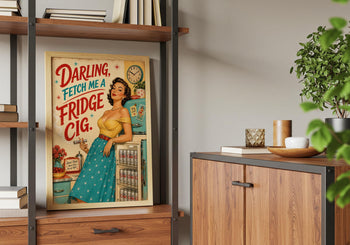 Diet Coke Fridge Cig Print | Retro Pin Up Kitchen Wall Art (Maximalist Decor)
