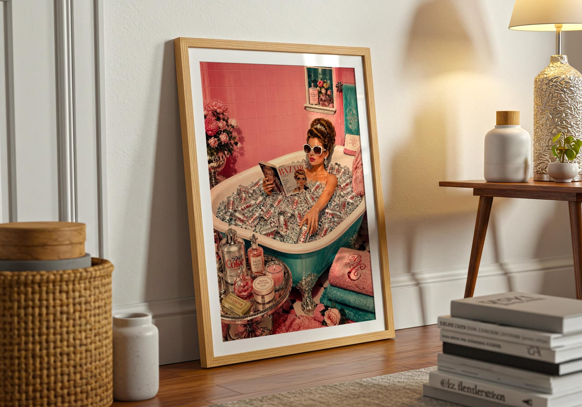Diet Coke Bath Print | Maximalist Retro Glamour Wall Art