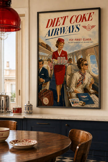 Diet Coke Airways Retro Travel Poster | Vintage First Class Airline Art
