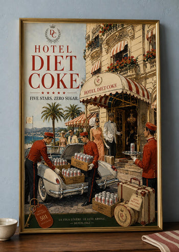 Hotel Diet Coke Print | Riviera Travel Art | Retro Zero Sugar Poster