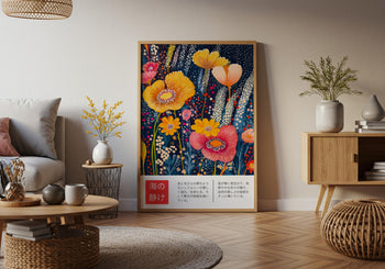 Japanese Floral Poster: Vibrant Botanical Garden Wall Art