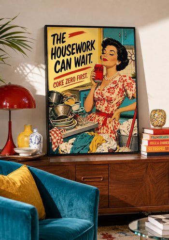 Retro Coke Zero Print | Vintage Kitchen Wall Art Poster, Funny Homemaker Art