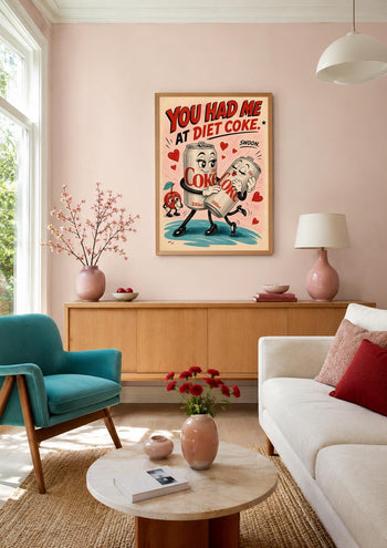 Retro Diet Coke Cartoon Art Print | Colourful Kitchen Wall Decor