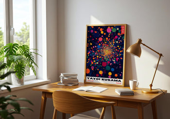 Yayoi Kusama Poster: Colourful Abstract Dot Art, Japanese Print