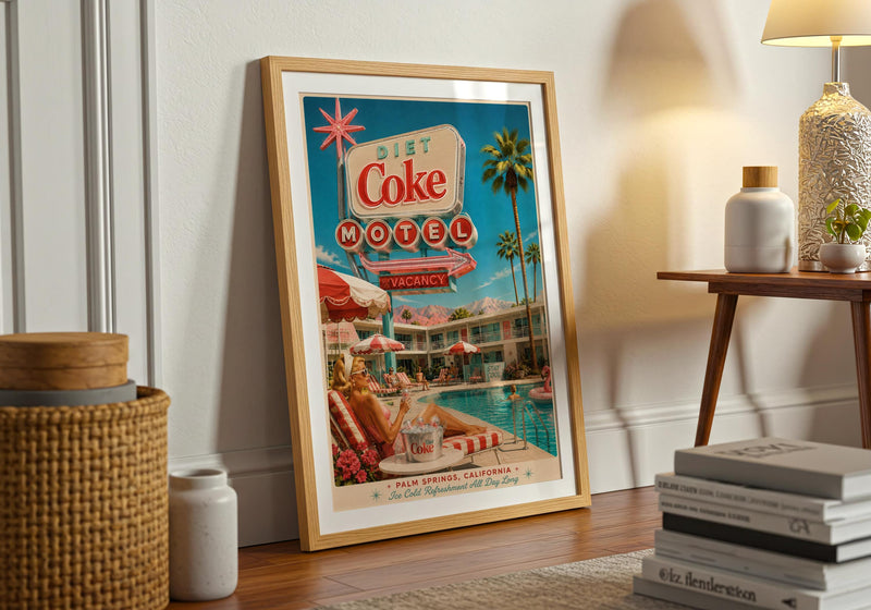 Diet Coke Motel Poster | Retro Palm Springs Poolside Art Print