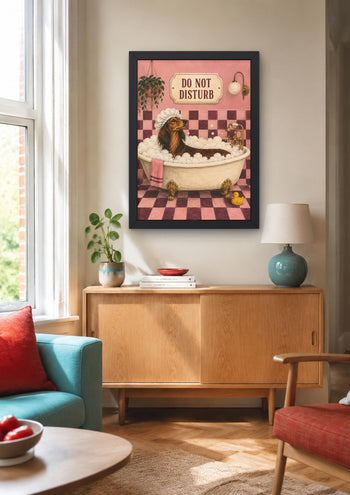 Dachshund Bathroom Art, Sausage Dog Print, Funny Dog Poster, Pink Decor