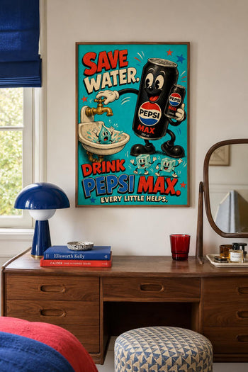 Retro Pepsi Max Poster | Colourful Soda Art Print, Kitchen Wall Decor