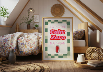 Coke Zero Poster: Retro Pastel Kitchen Art Print
