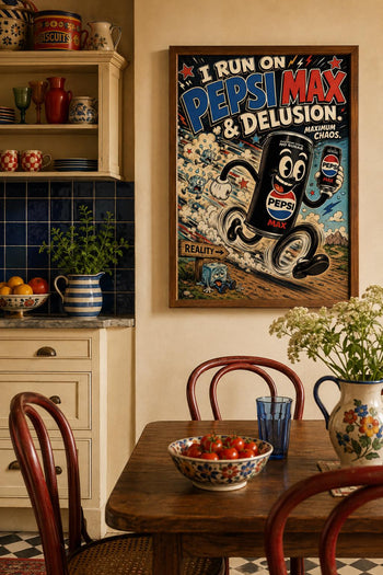 Retro Pepsi Max Poster | Colourful Soda Art Print, Kitchen Wall Decor