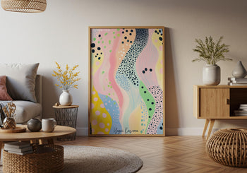 Yayoi Kusama Inspired Art Print: Pastel Polka Dot Abstract, Modern Japanese Style