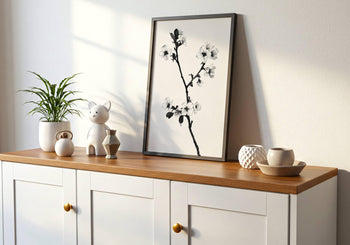 Japandi Cherry Blossom Print: Minimalist Zen Wall Art