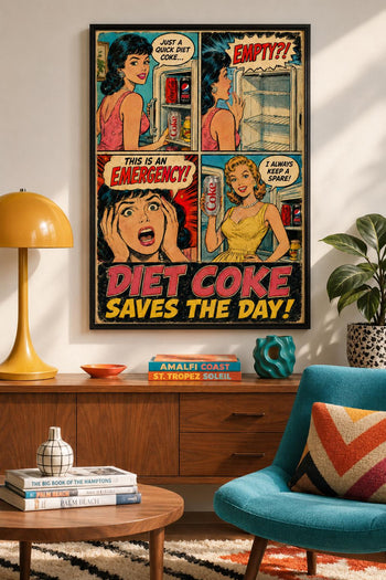 Retro Diet Coke Comic Poster | Vintage Soda Pop Art Print