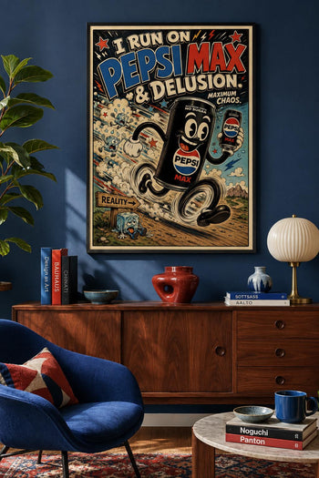 Retro Pepsi Max Poster | Colourful Soda Art Print, Kitchen Wall Decor