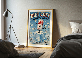 Diet Coke Always on Ice Print | Retro Rubber Hose Cartoon Poster