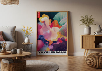 Yayoi Kusama Exhibition Poster: Colorful Abstract Polka Dot Print