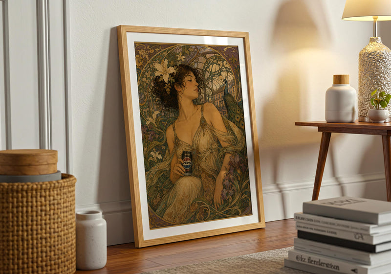 Art Nouveau Pepsi Max Print, Vintage Floral Maximalist Poster, Kitchen Wall Art