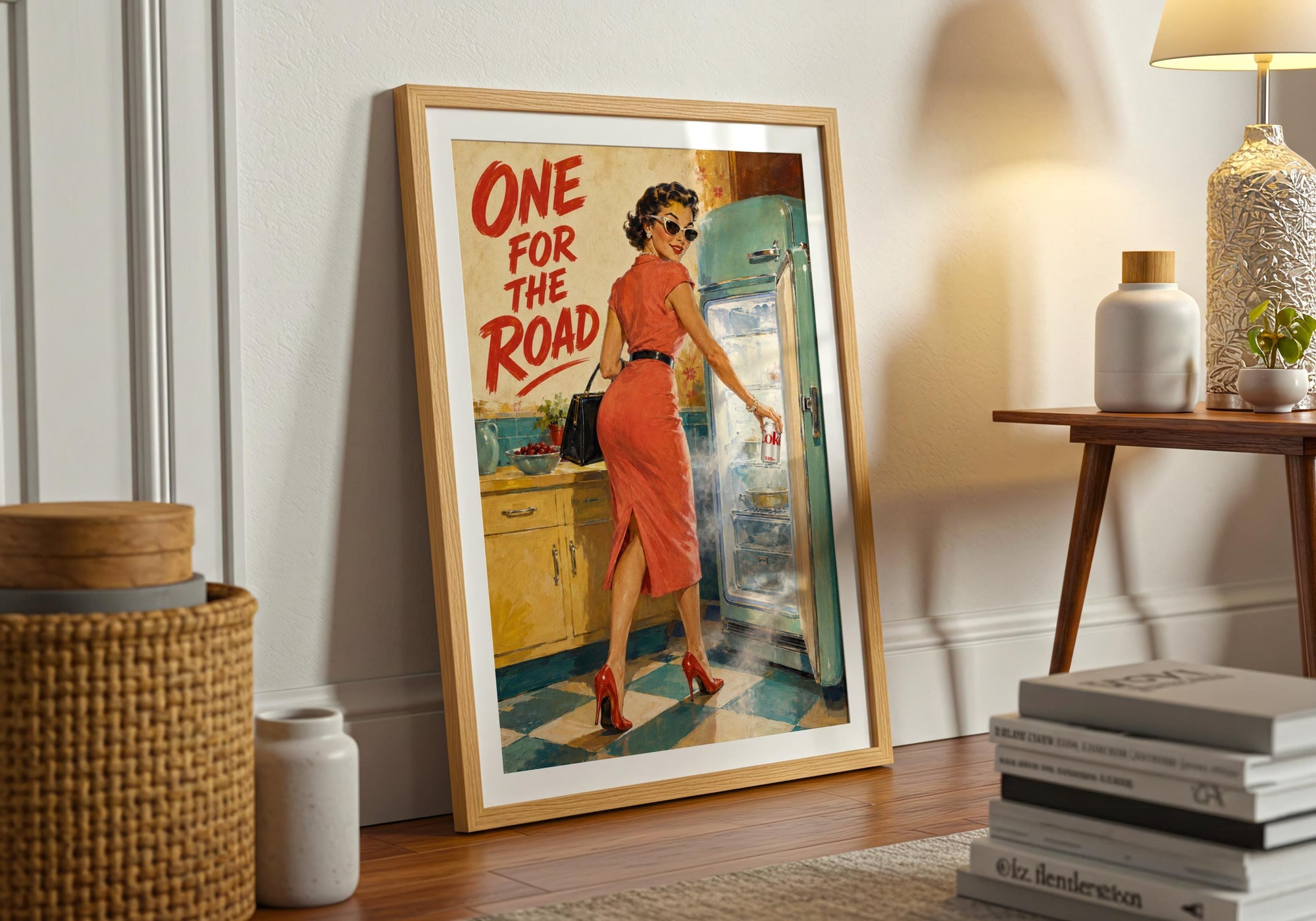 Retro 1950s Diet Coke Woman Poster, One for the Road Kitchen Art (Print)