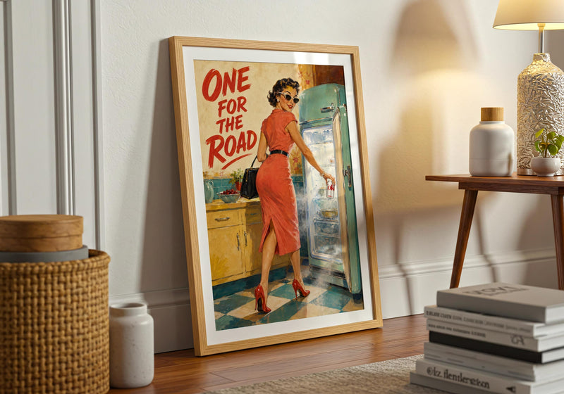 Retro 1950s Diet Coke Woman Poster, One for the Road Kitchen Art (Print)